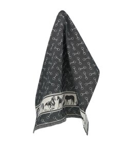 Bunzlau Castle Theedoek Horses Black  6147 | 27417