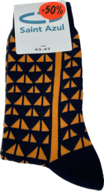 Saint Azul Heren Sokken Navy/Orange Motief | 28871-28872