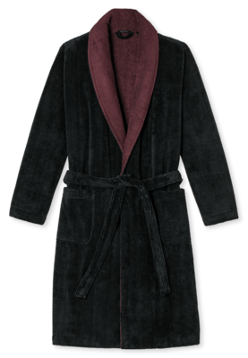 Schiesser Badjas Zwart/Bordeaux 168381 | 21228