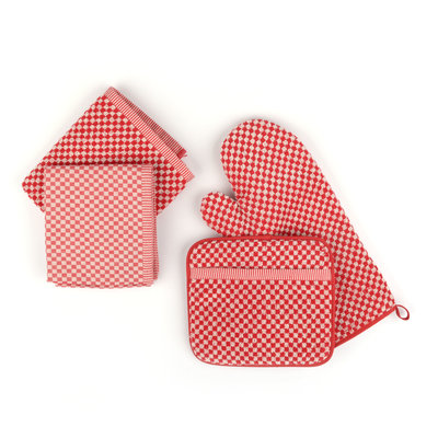 Bunzlau Castle Keukendoek Small Check Red 3821 | 21609