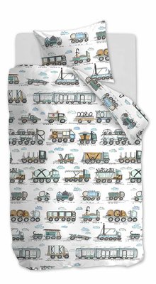 Beddinghouse Kids Dekbedovertrek Letter Car Blauw 21727