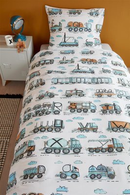Beddinghouse Kids Dekbedovertrek Letter Car Blauw 21727