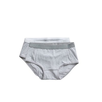 Ten Cate Girls Basic Brief 2-Pack Grey Stripe 31119 | 20912