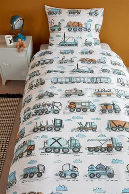Beddinghouse Kids Dekbedovertrek Letter Car Blauw 21727