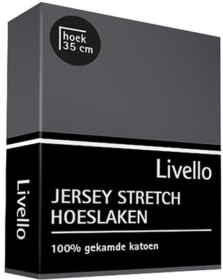 Livello Jersey Stretch Hoeslaken Donkergrijs 9987