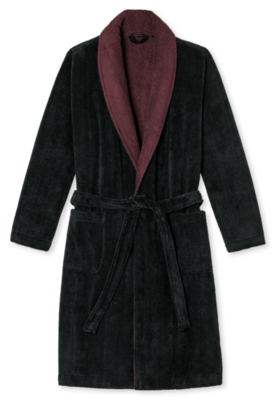 Schiesser Badjas Zwart/Bordeaux 168381 | 21228