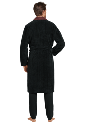 Schiesser Badjas Zwart/Bordeaux 168381 | 21228