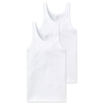 Schiesser Men Cotton Essentials Feinripp Singlets 2-Pack Wit 205144 | 8757