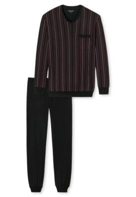 Schiesser Pyjama Zwart/Bordeaux 168127 | 21229
