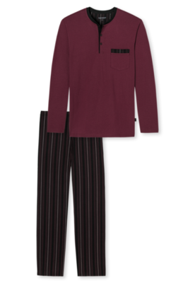 Schiesser Pyjama Zwart/Bordeaux 168128 | 21231