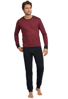 Schiesser Pyjama Zwart/Bordeaux 168245 | 21230