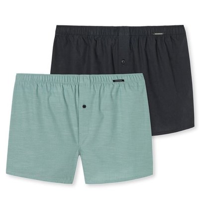Schiesser Shorts 2-Pack Groen/Zwart 161549 | 18867