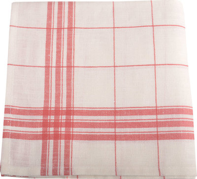 Linolux Linnen Glazendoek Wit/Rood 7495