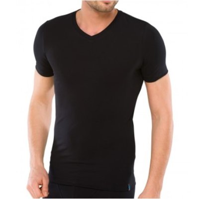 Schiesser Long Life Cotton T-Shirt V-hals Black 145140 | 12305