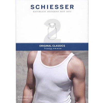 Schiesser Cotton Essentials Feinripp Singlets 2-Pack Wit 205144 | 8757