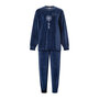 Lunatex Dames Velours Pyjama Donkerblauw 12-418 | 27084